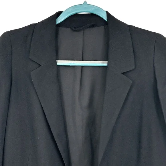 AllSaints Womens Aleida Blazer 0 Black Open Front Longline Minimalist Workwear - Picture 2 of 9